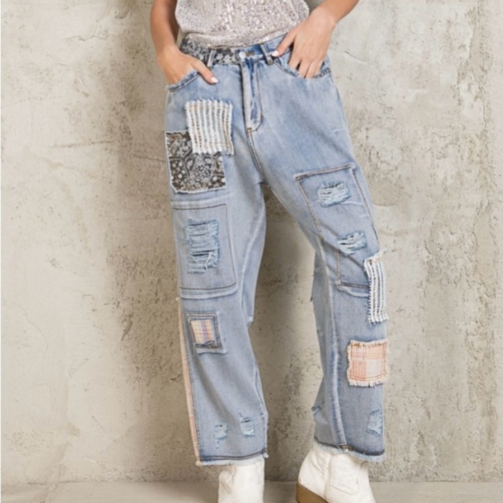 Pol Wanderlight Patchwork Boho Jeans Fwp100 Light… - image 3